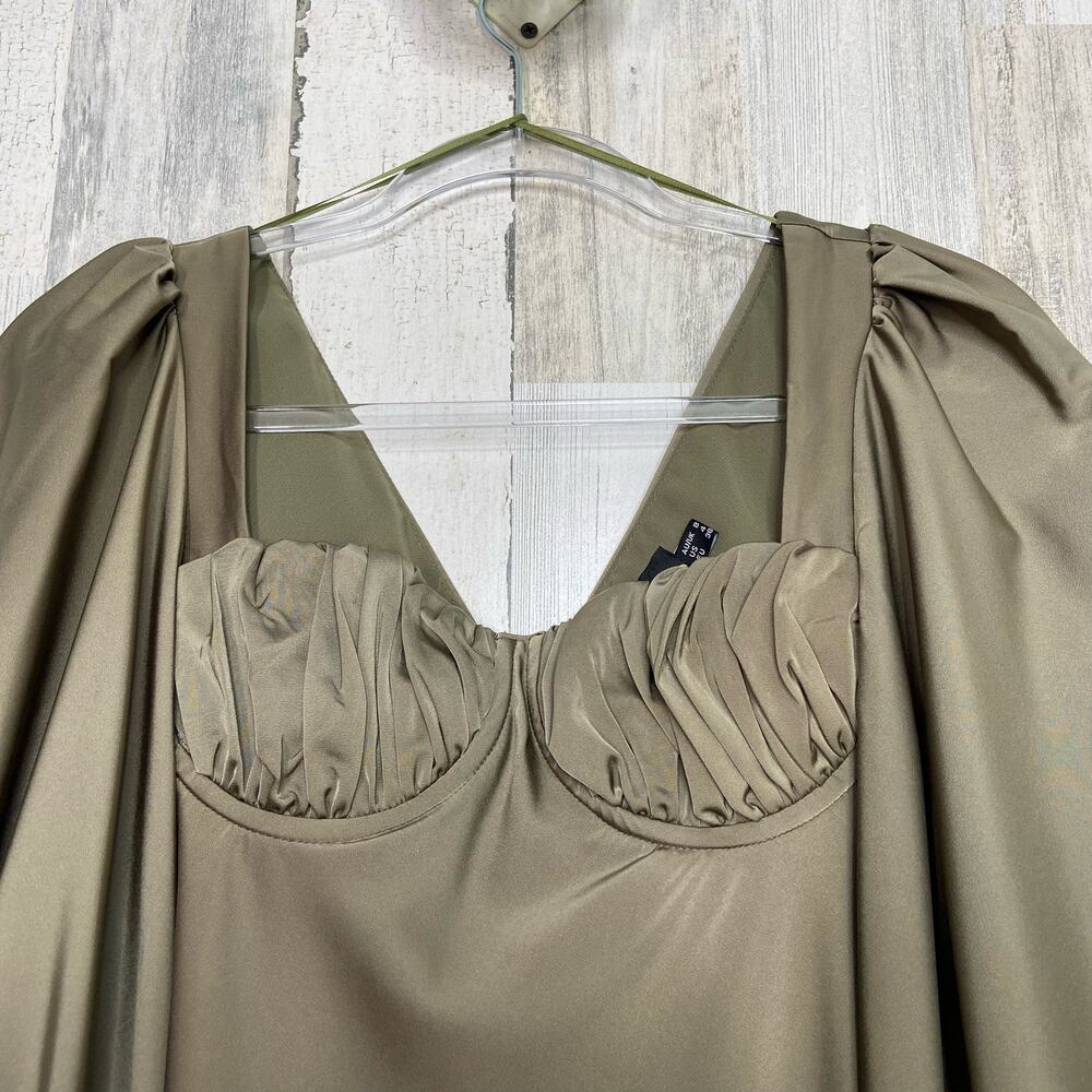 Jagger & Stone The Liv Dress Olive Green Satin Bustier Mini Boho Party Size 4 - Picture 3 of 15